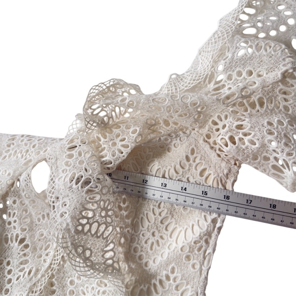 Nicholas One Shoulder Dress White Embroidered Eyelet Long Sleeves Polyester - Picture 14 of 16